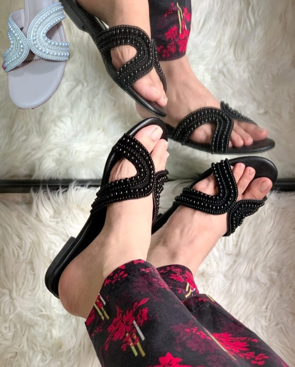 Zara Pearls Slippers