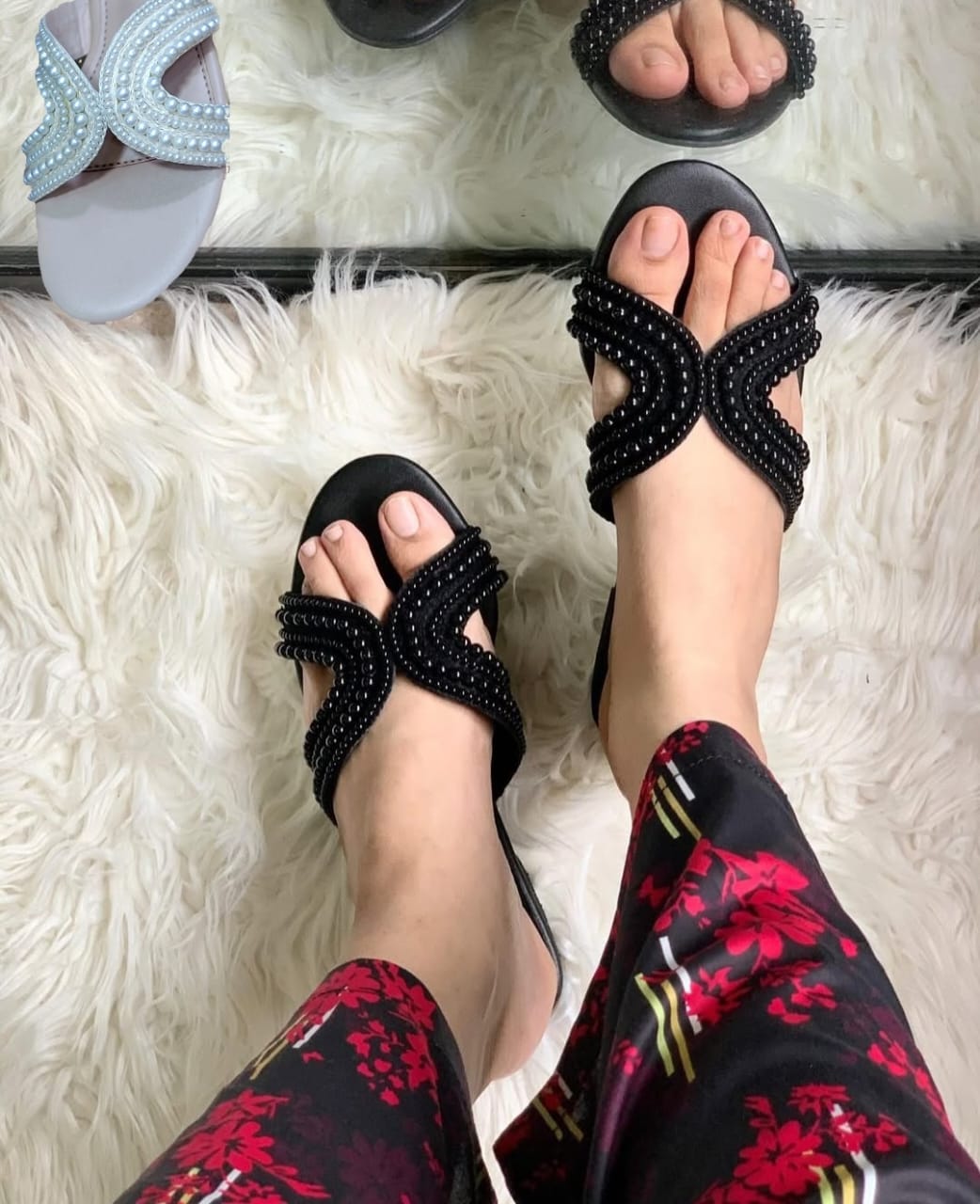 Zara Pearls Slippers