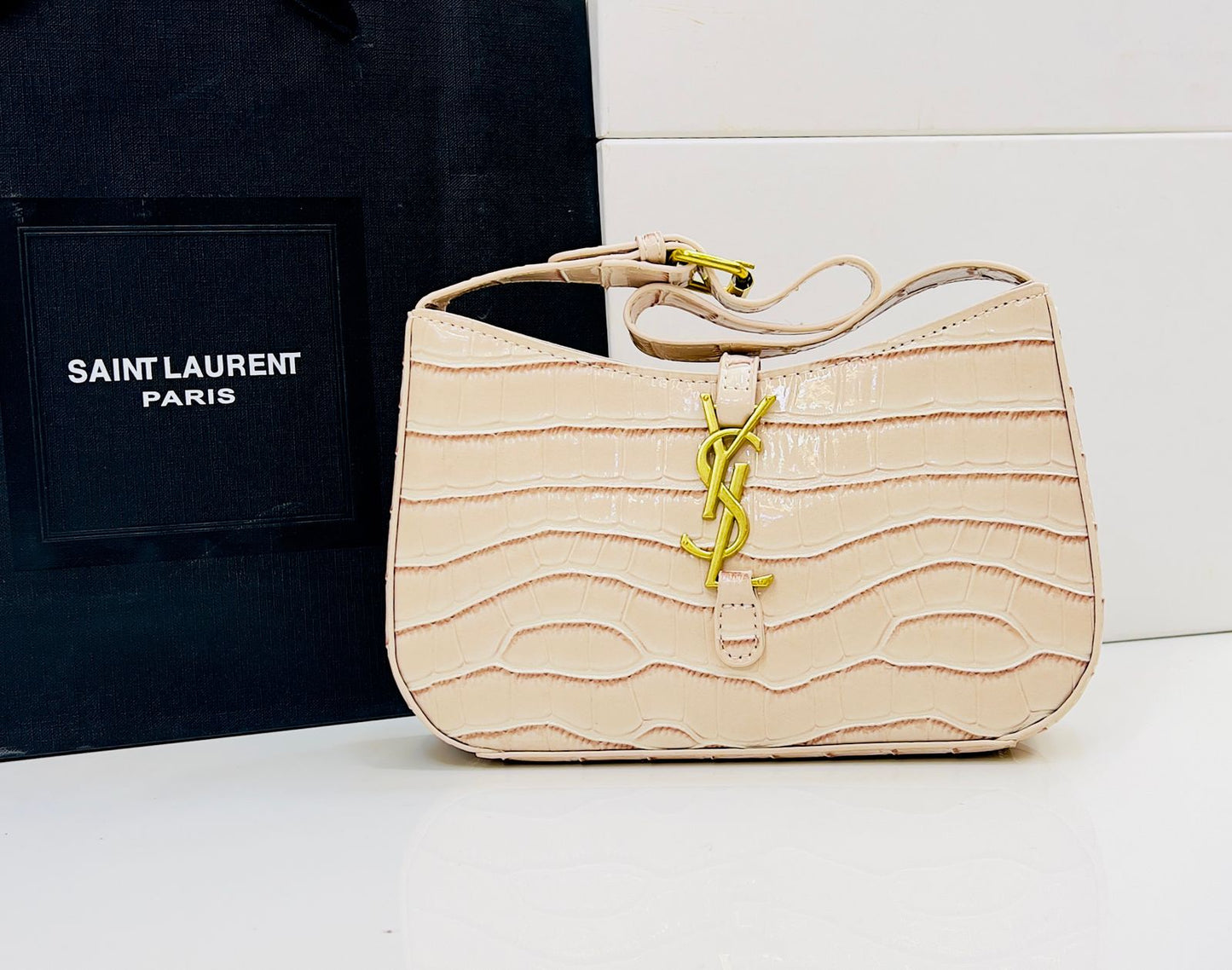 YSL Crocodile Texture Hobo Bag