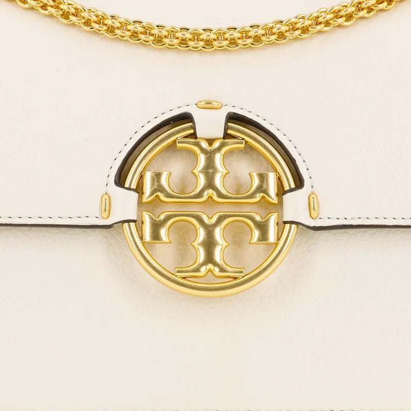 Tory Burch White Leather Miller Flap Shoulder Bag