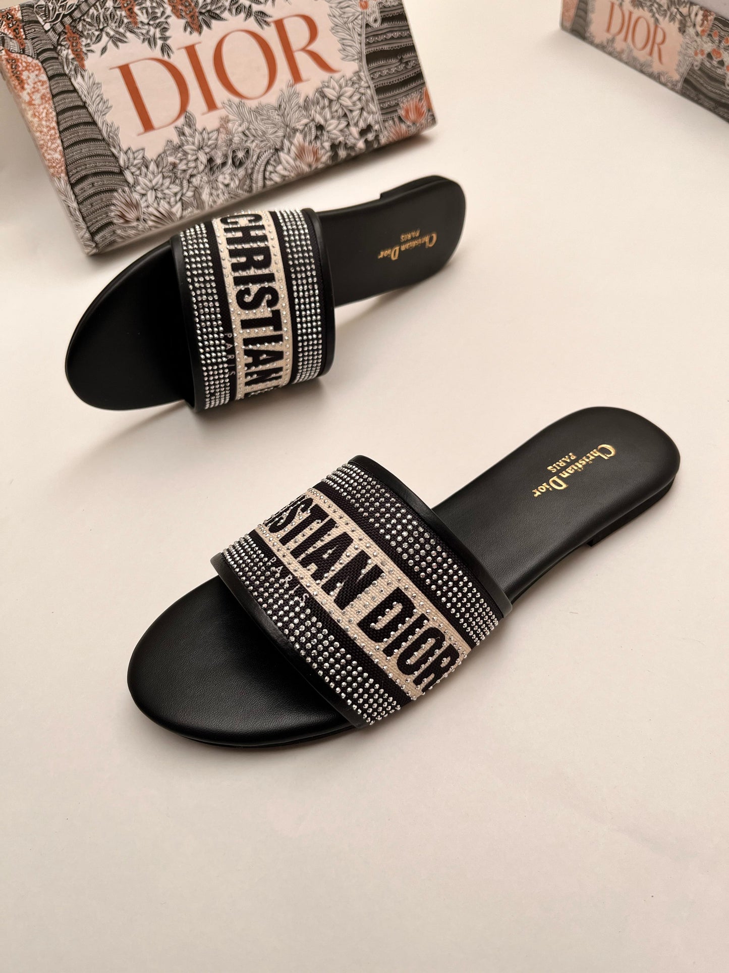 Christian Dior Strass Stone Slippers