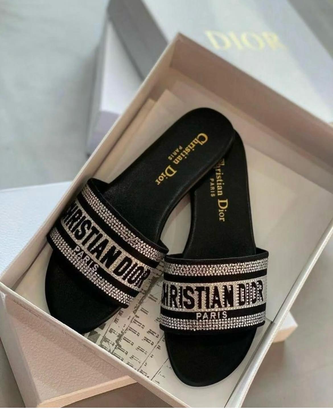 Christian Dior Strass Stone Slippers