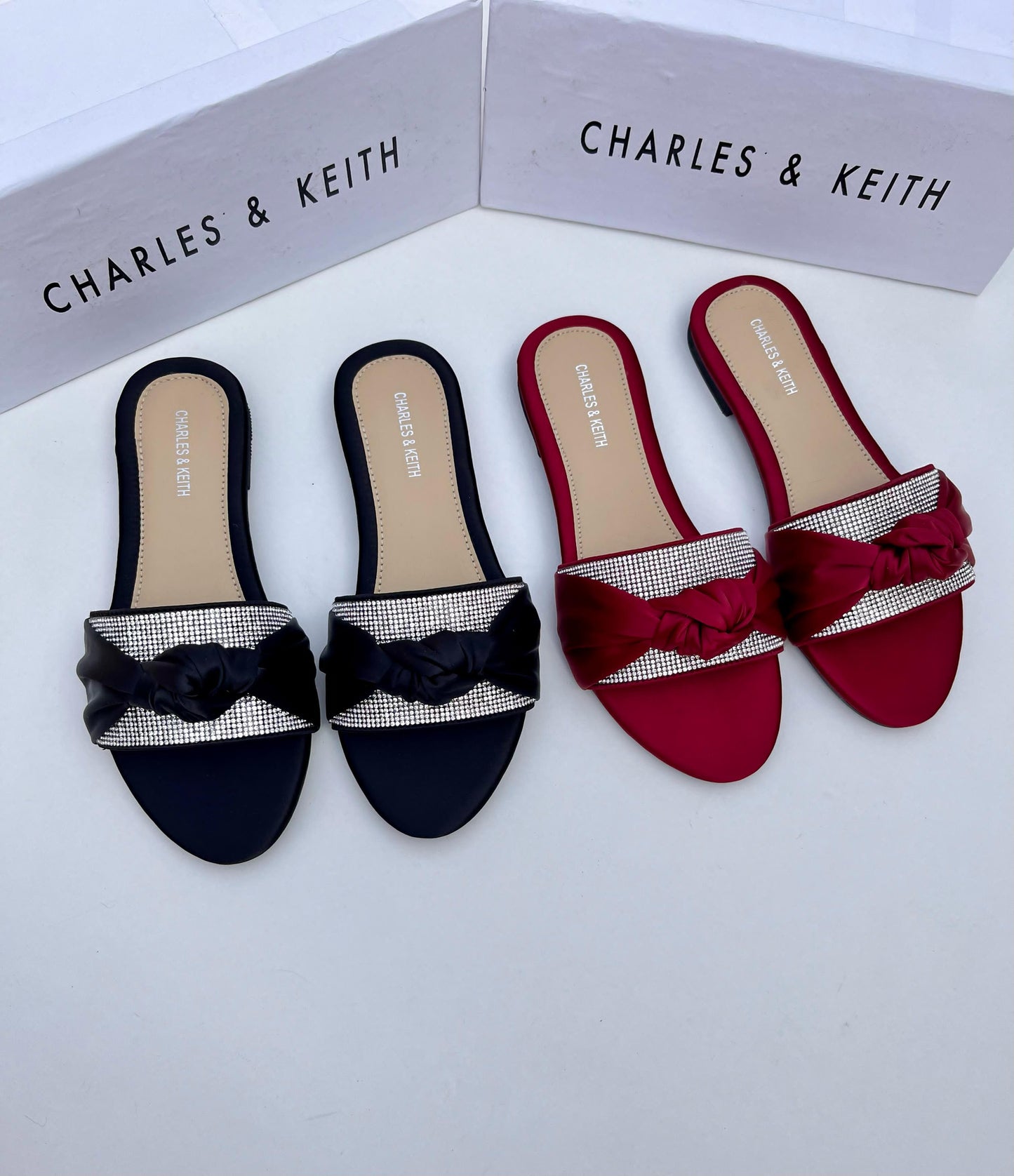 Charles & Keith Mesh Bow Slippers