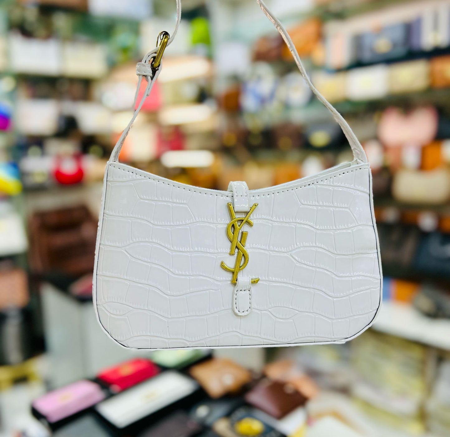 YSL Crocodile Texture Hobo Bag