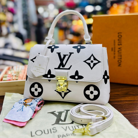 Lv Handbag With Long Belt(White/Black)