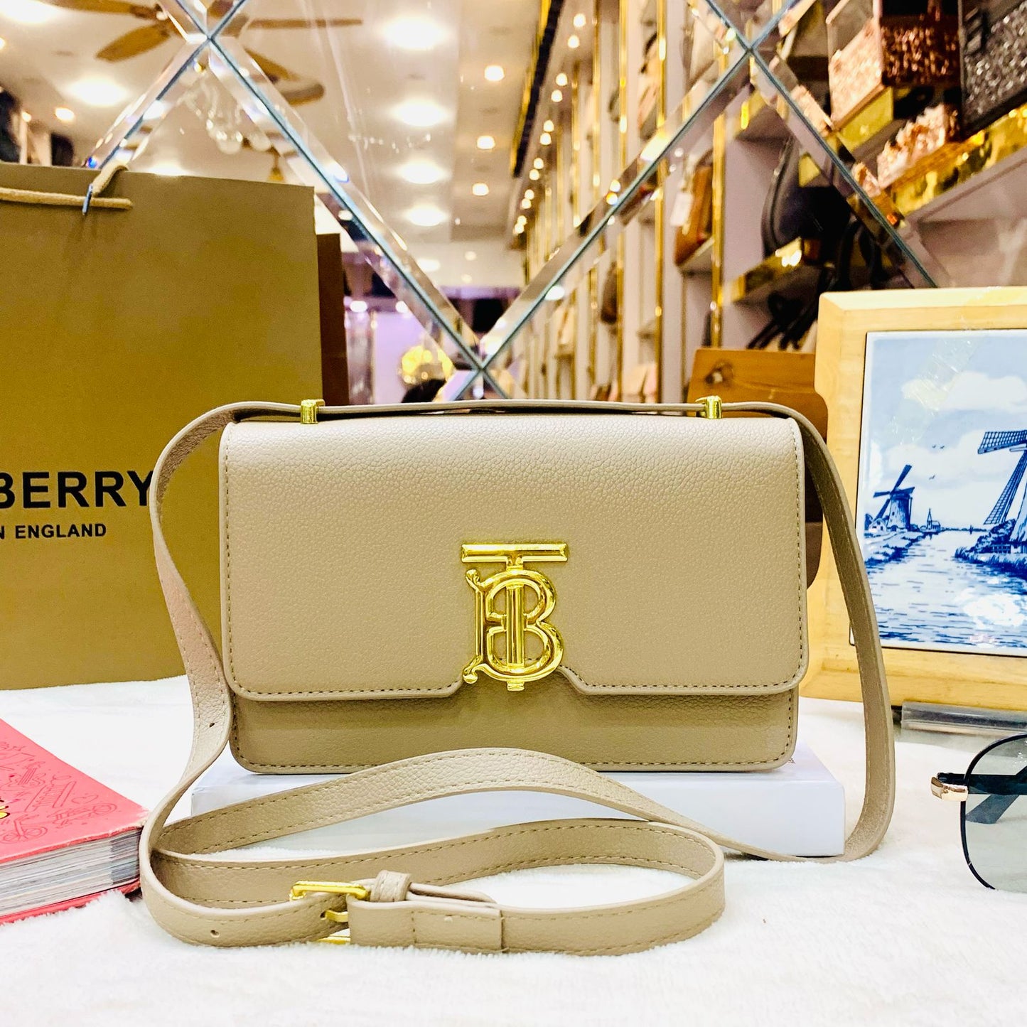 Burberry Leather Crossbody TB Bag