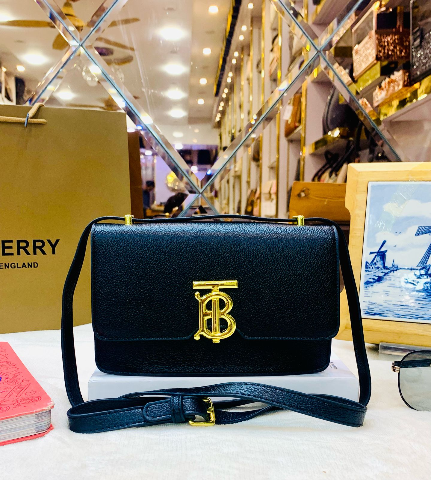 Burberry Leather Crossbody TB Bag