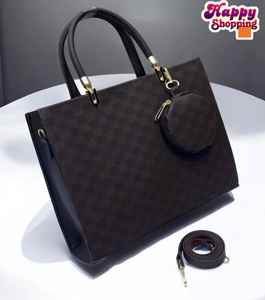 Lv 2 Pcs Checkered  Large Size Shoulder Bag