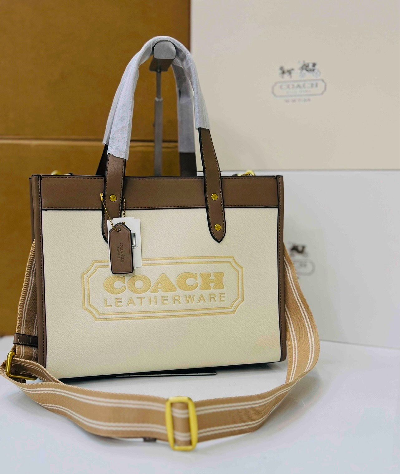 Field Tote 22 In Colorblock With Coach Badge