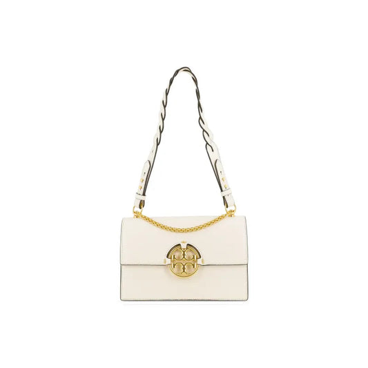 Tory Burch White Leather Miller Flap Shoulder Bag