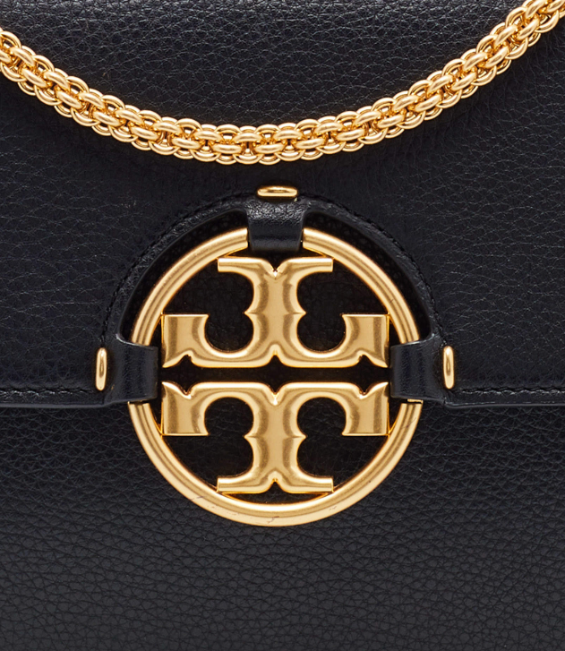 Tory Burch Black Leather Miller Flap Shoulder Bag