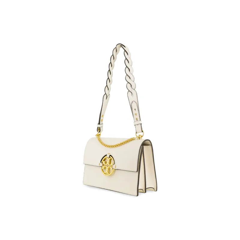 Tory Burch White Leather Miller Flap Shoulder Bag